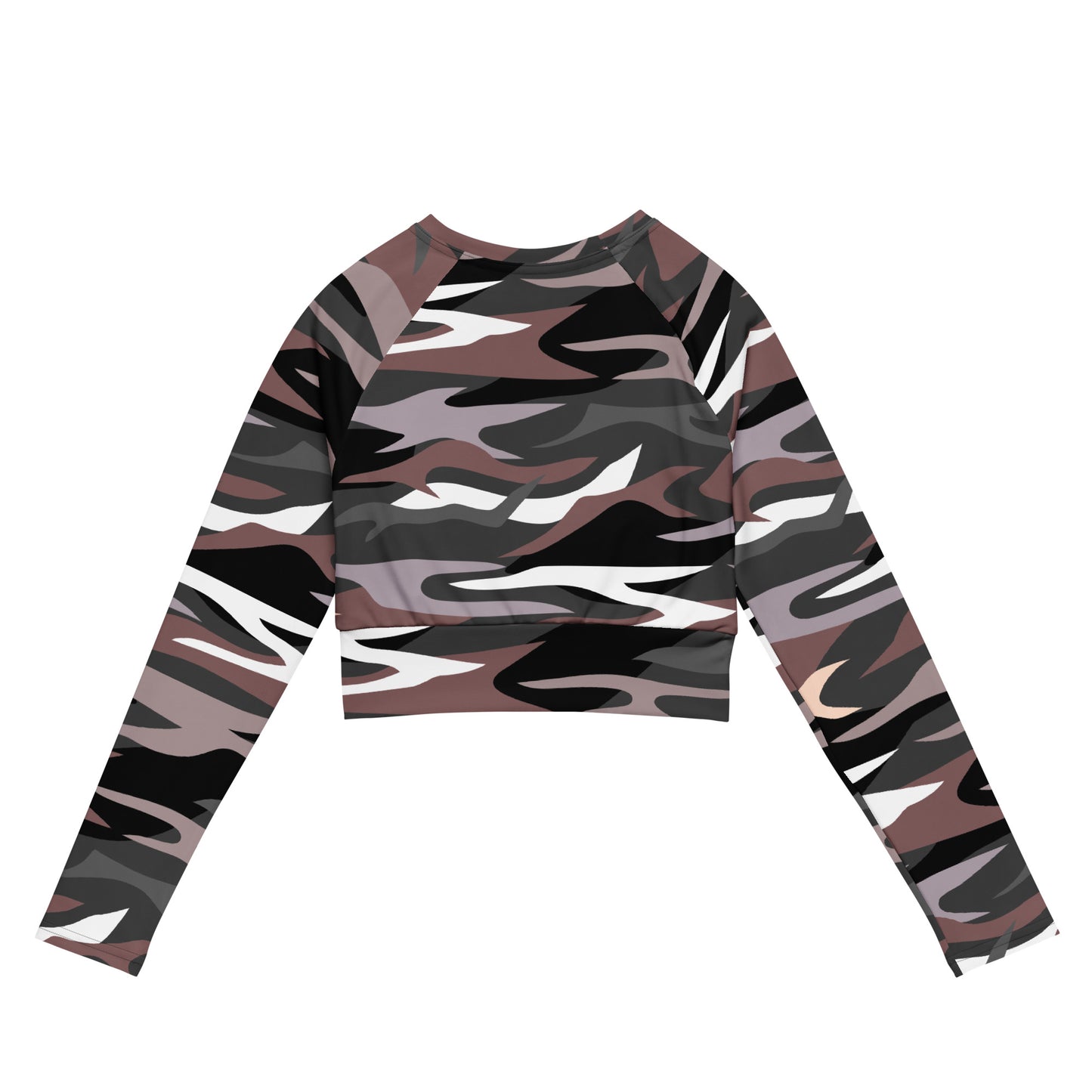 Recycled long-sleeve camouflage crop top