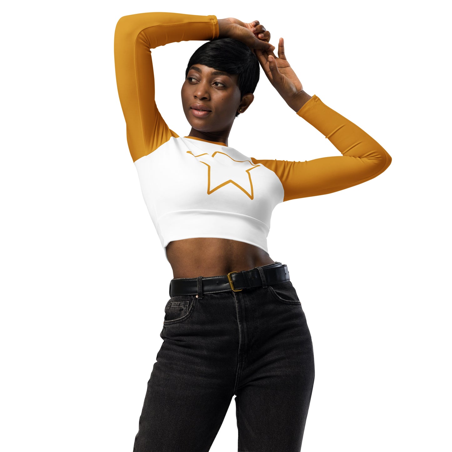 Recycled long-sleeve star crop top