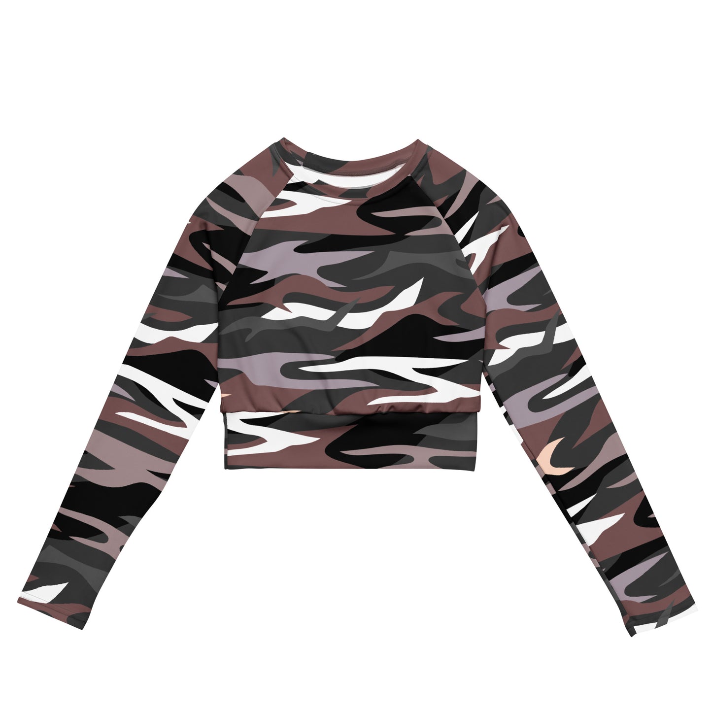 Recycled long-sleeve camouflage crop top