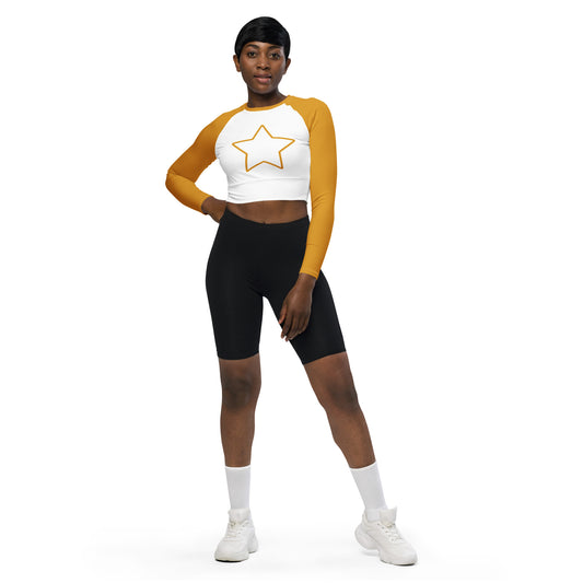 Recycled long-sleeve star crop top