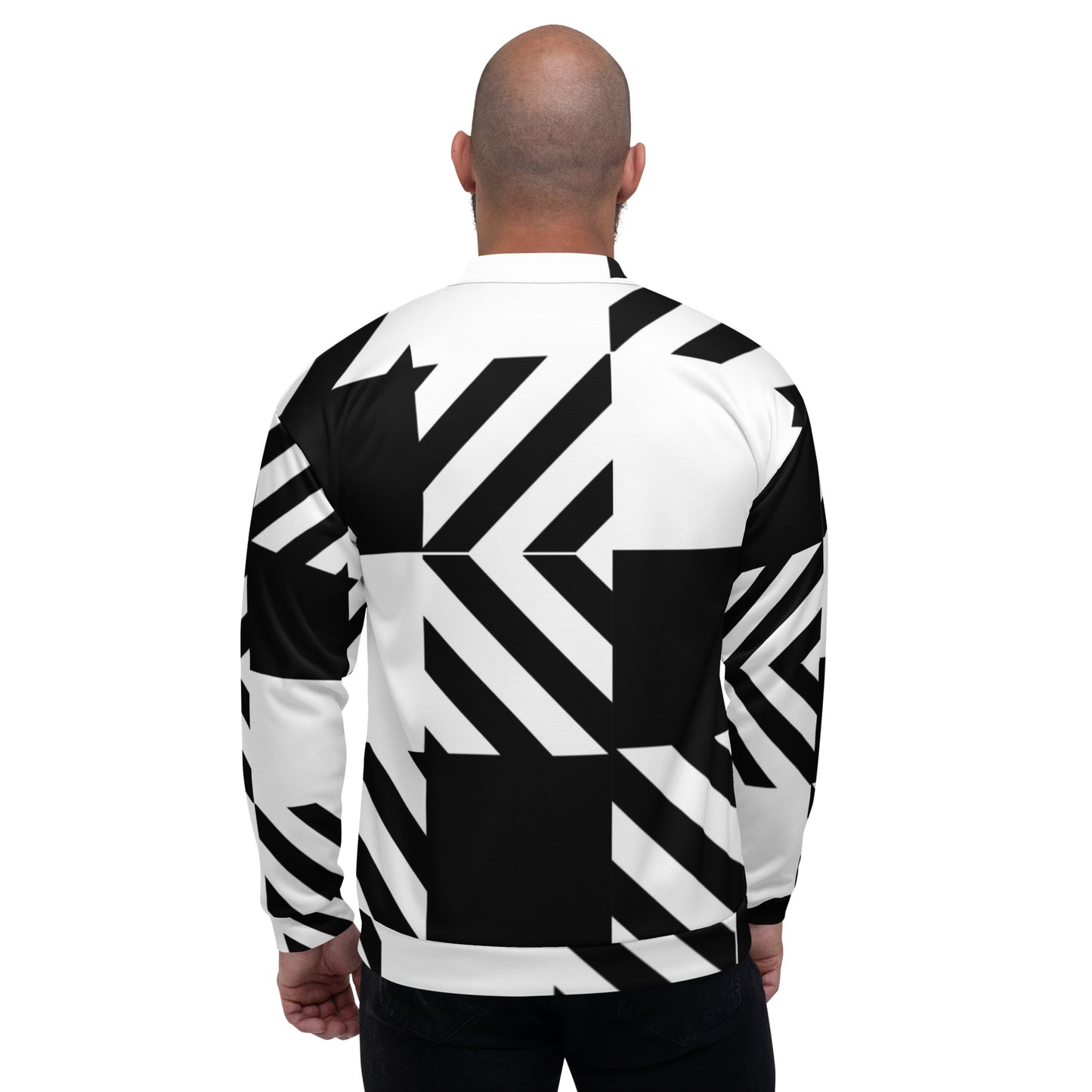 Black and white pattern bomber jacket