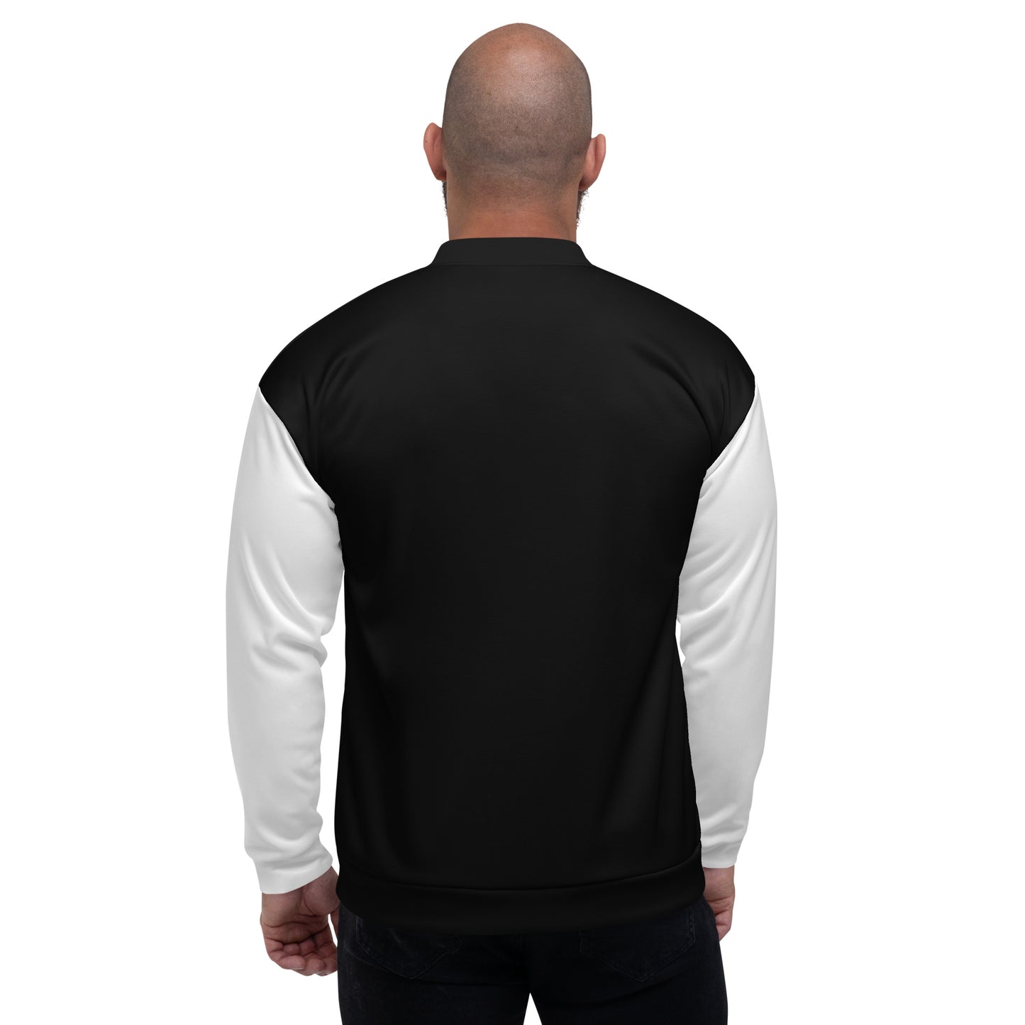 Black Bomber Jacket with White Sleeves