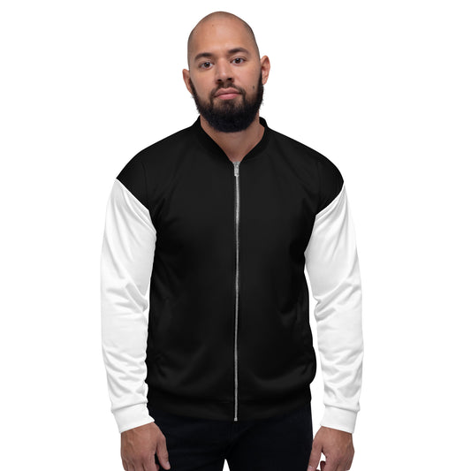 Black Bomber Jacket with White Sleeves