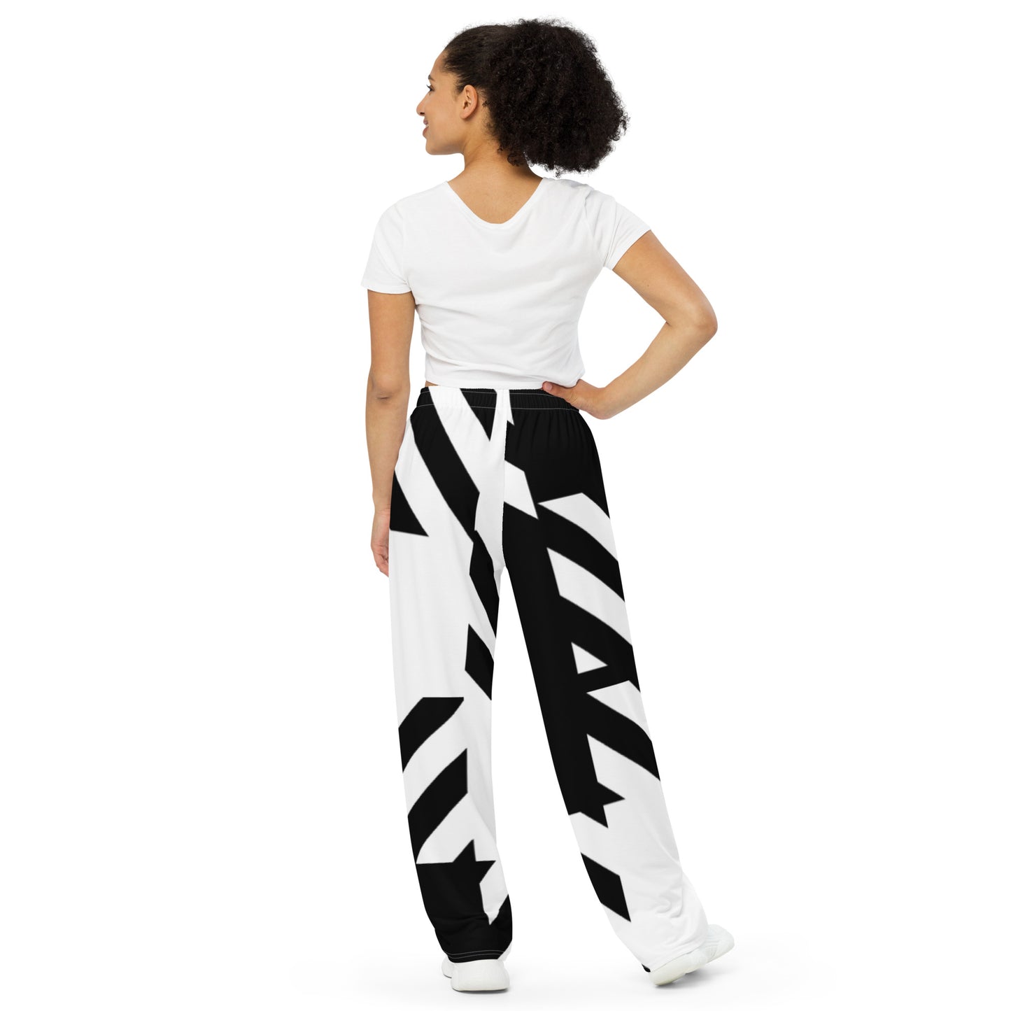 All-over print wide-leg pants