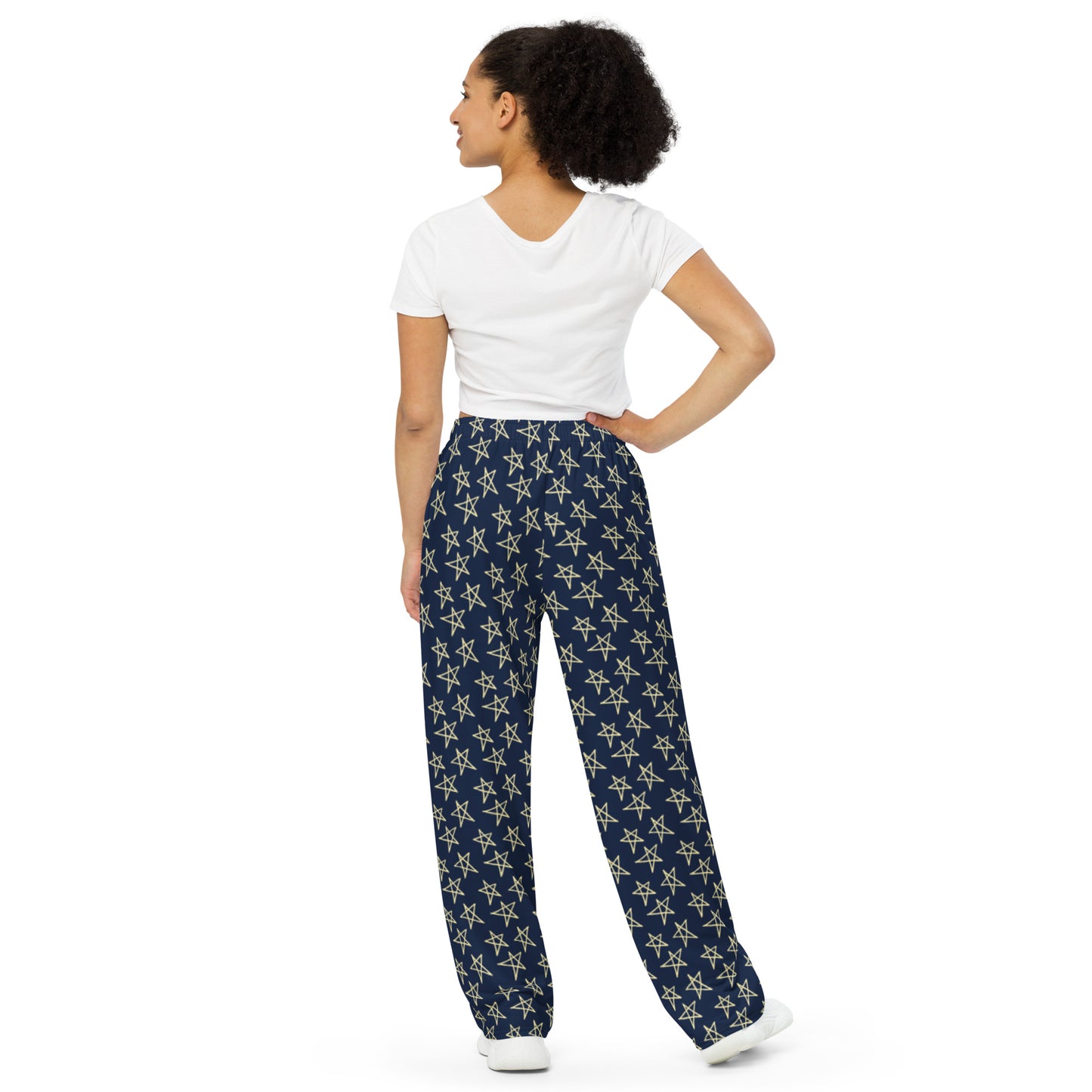 All-over star print wide-leg pants