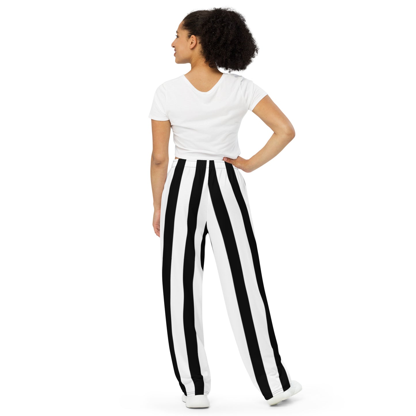 black & white strip wide-leg pants