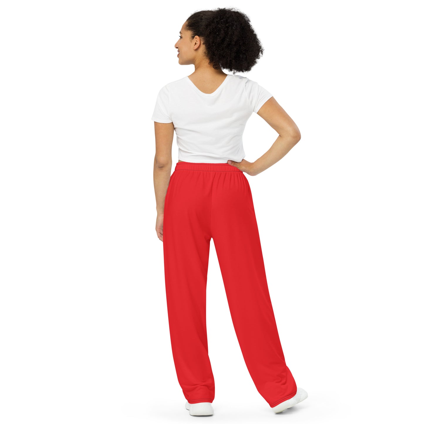 Red wide-leg pants