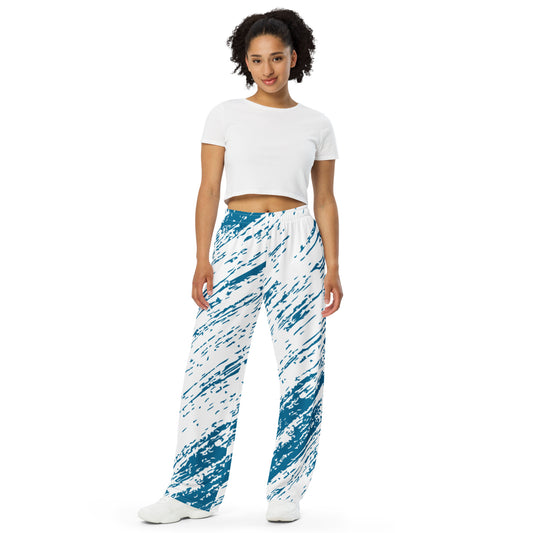 All-over print wide-leg pants