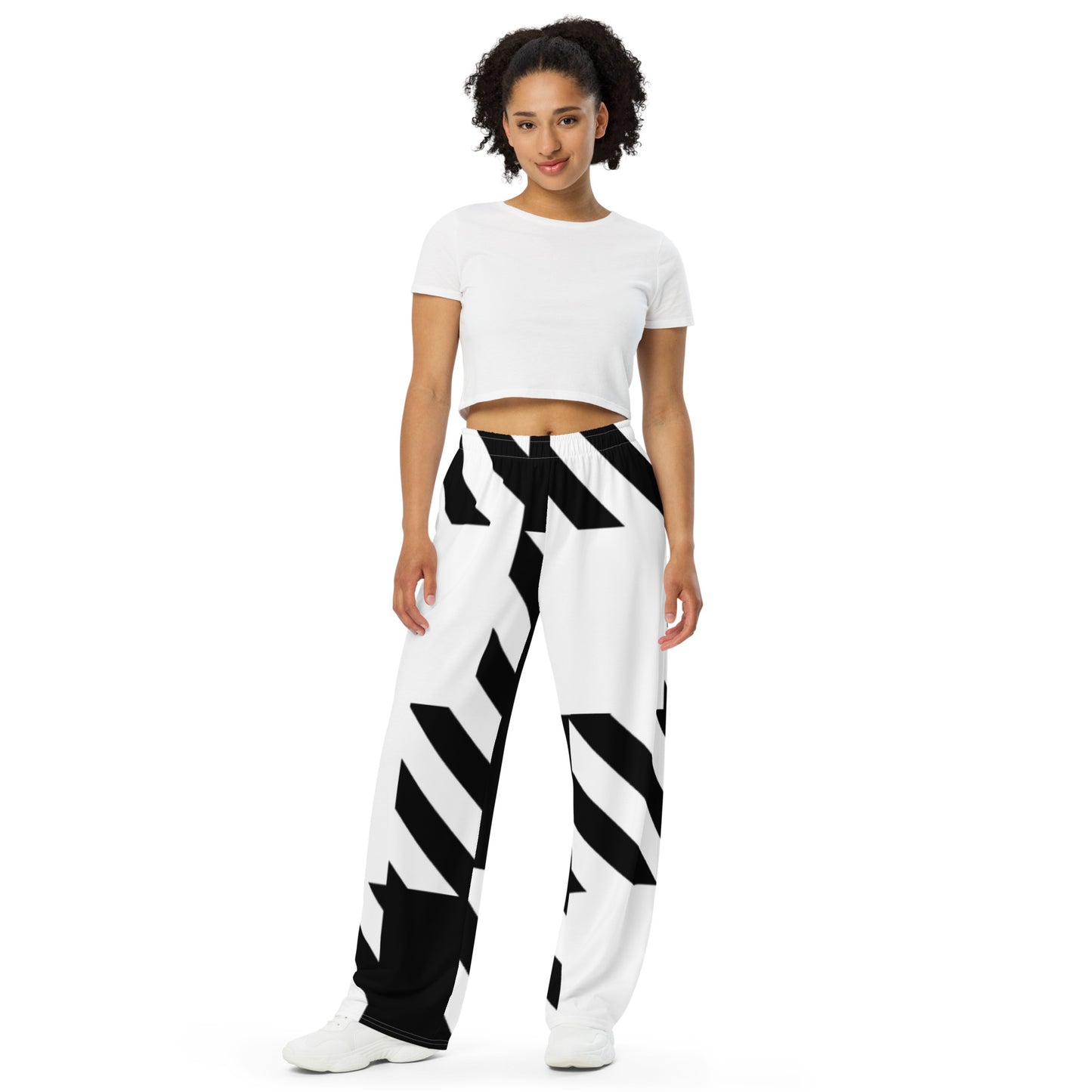 All-over print wide-leg pants