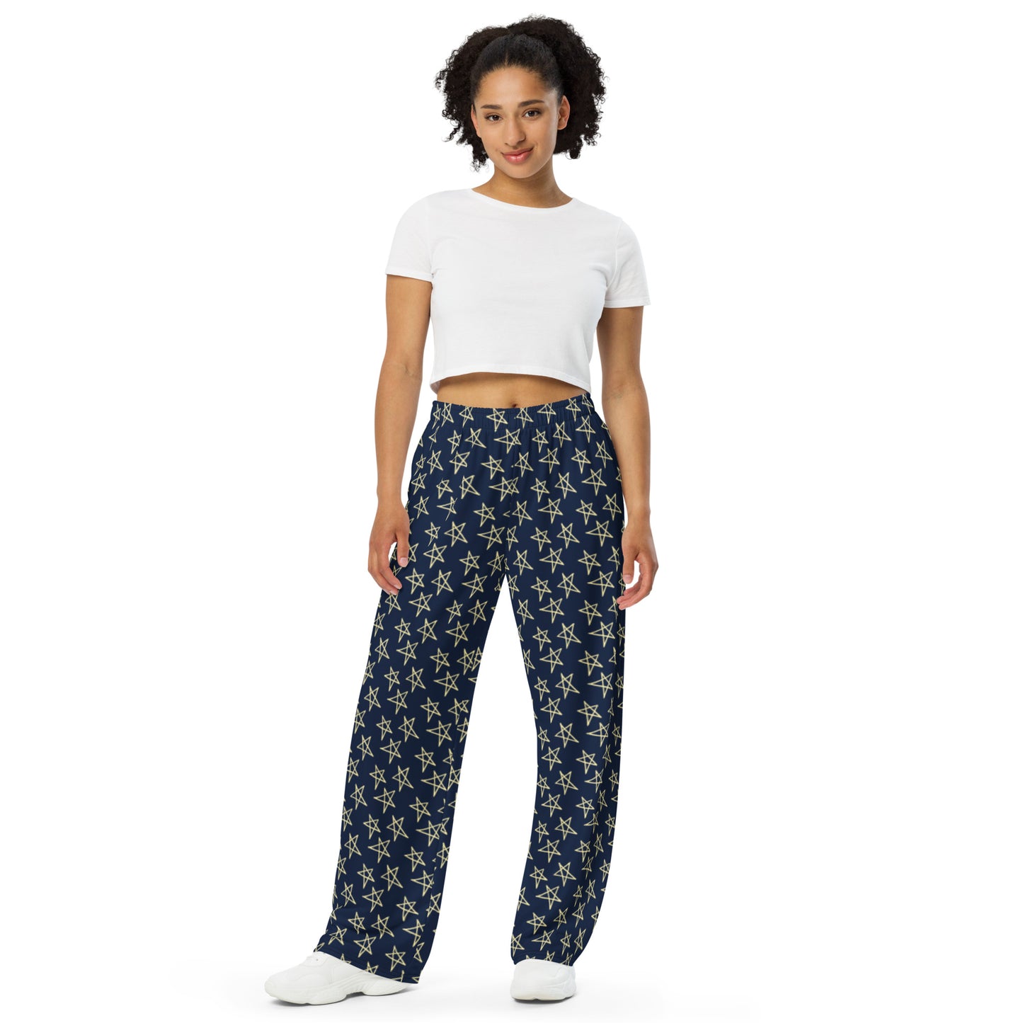 All-over star print wide-leg pants