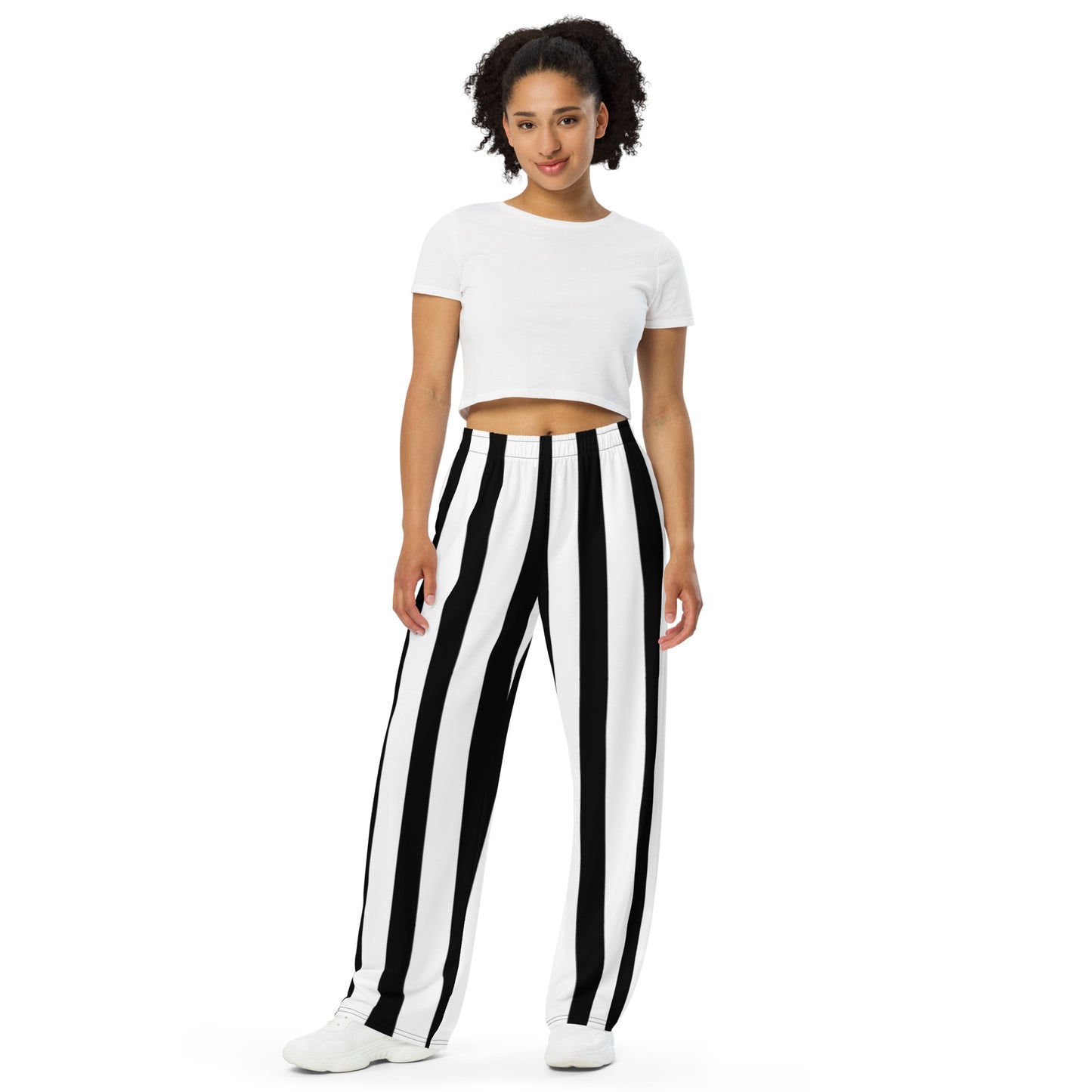 black & white strip wide-leg pants