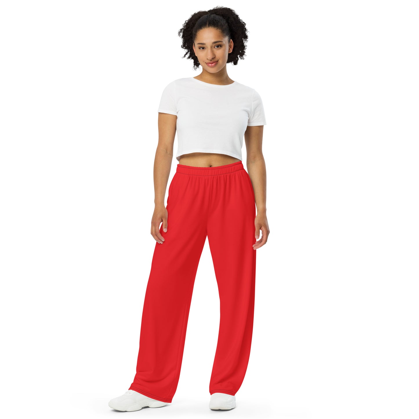 Red wide-leg pants