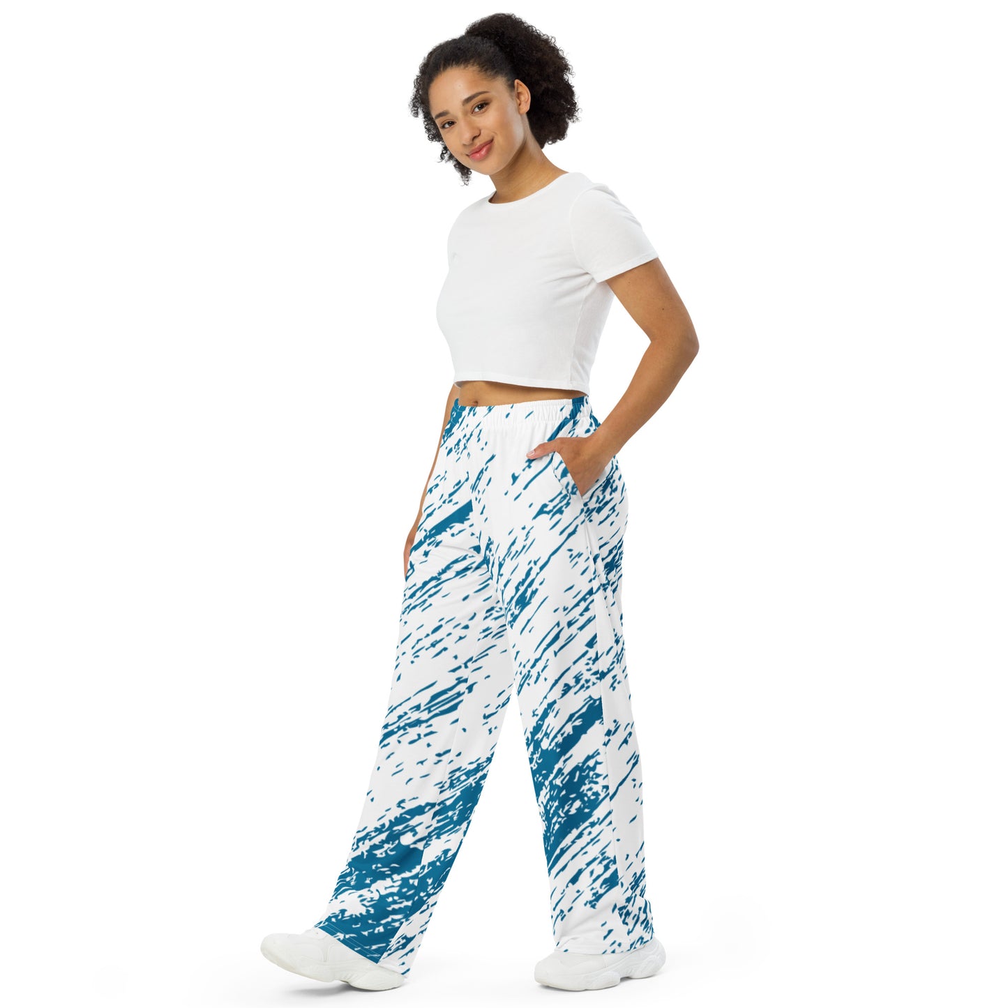 All-over print wide-leg pants