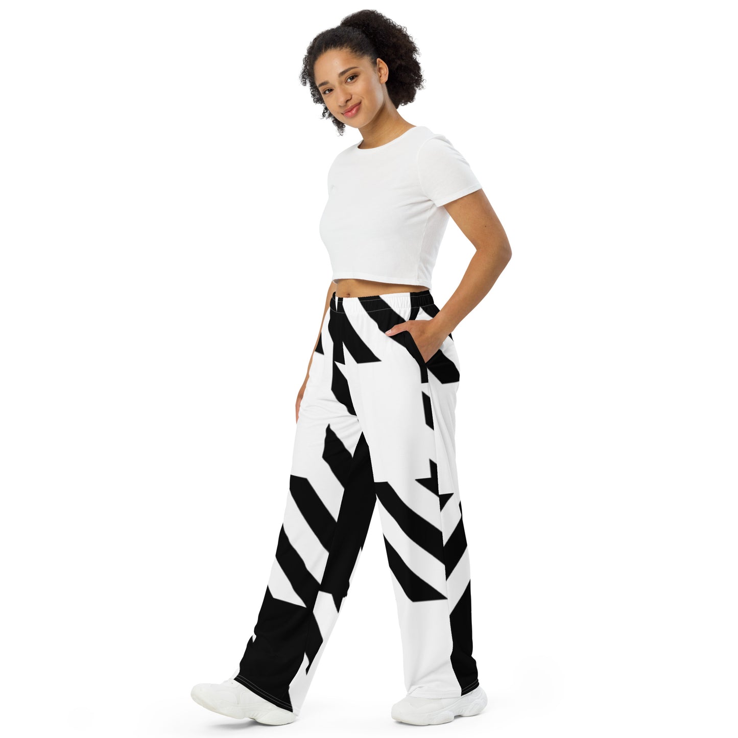 All-over print wide-leg pants