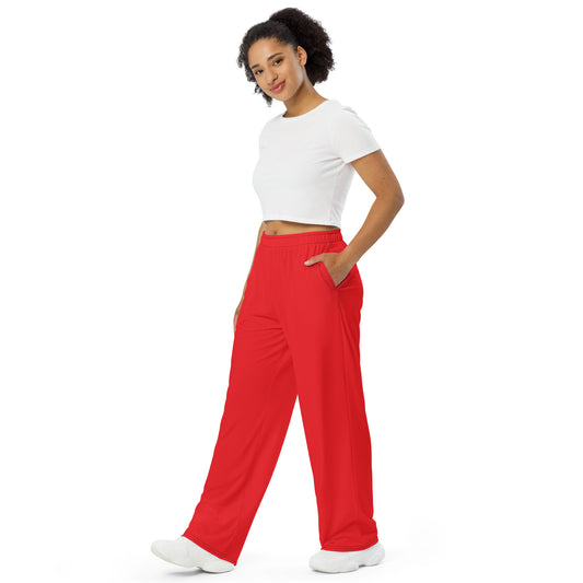 Red wide-leg pants