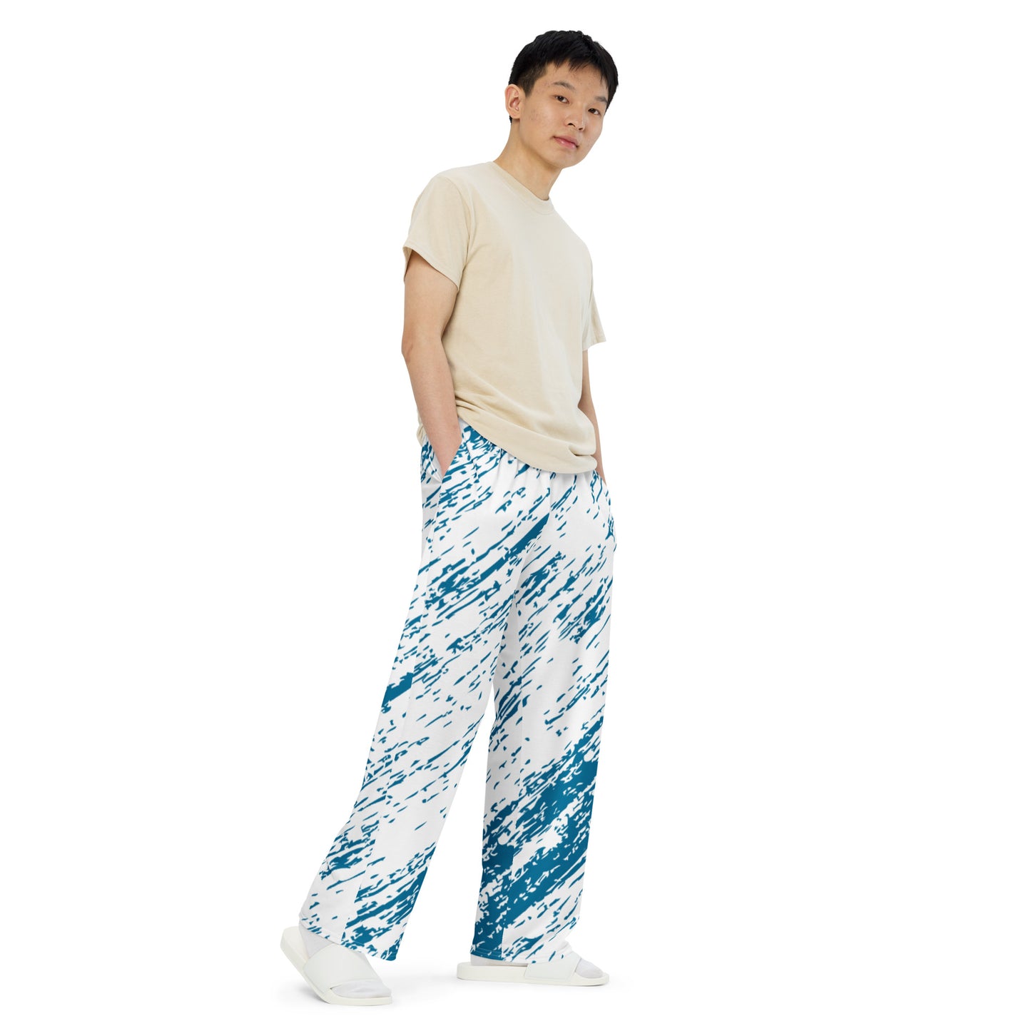 All-over print wide-leg pants