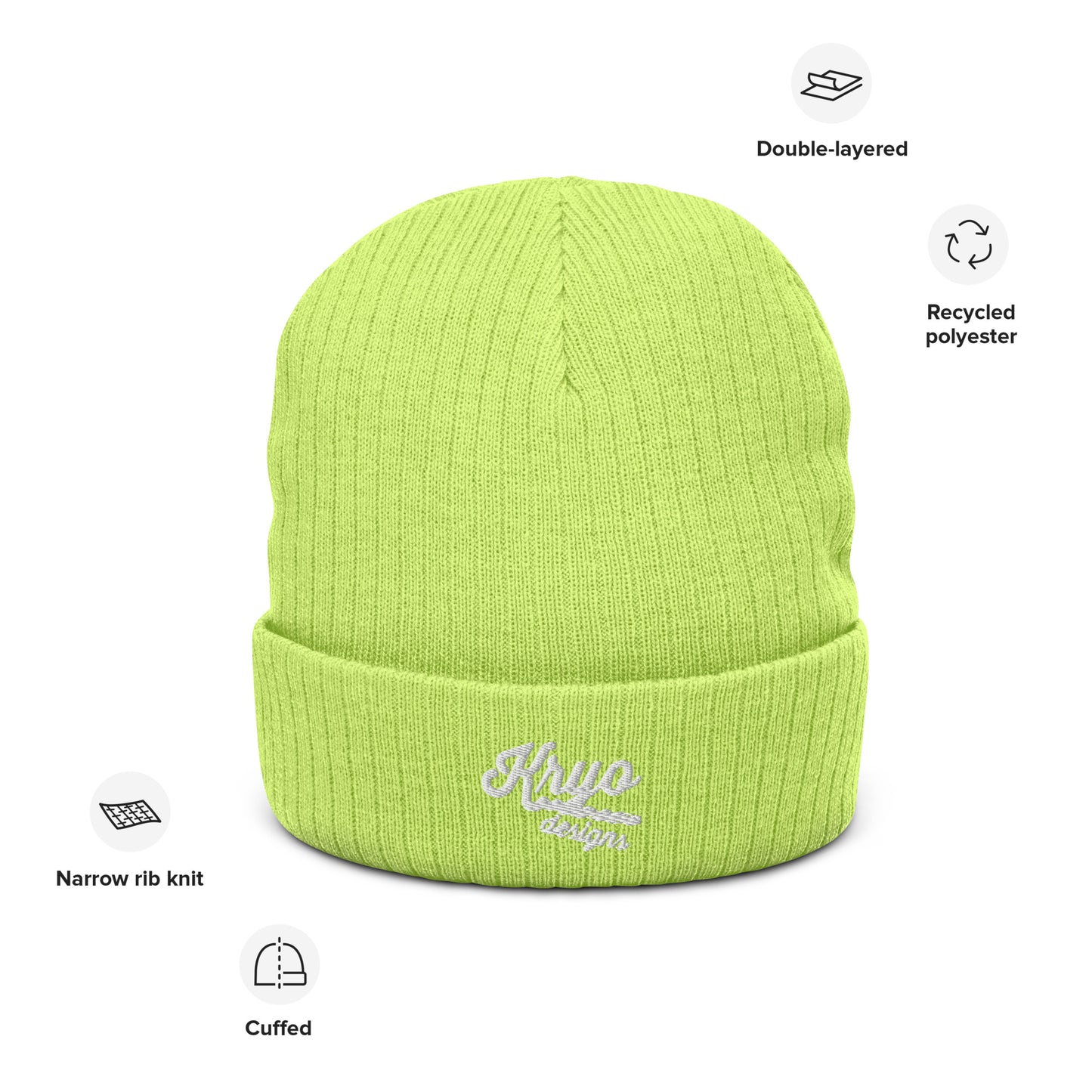 Ribbed knit beanie (Green/Light Blue)