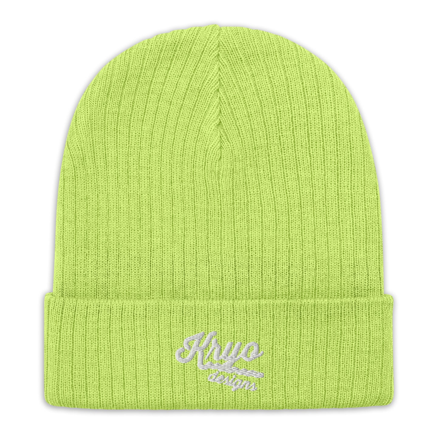 Ribbed knit beanie (Green/Light Blue)