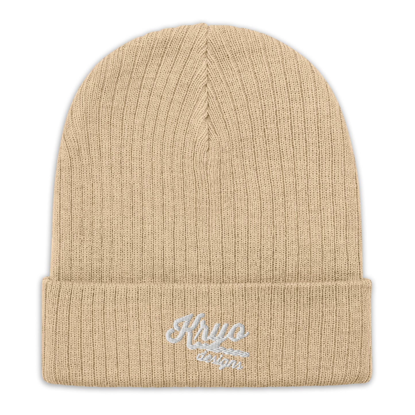 Ribbed knit beanie (Mustard/Beige)