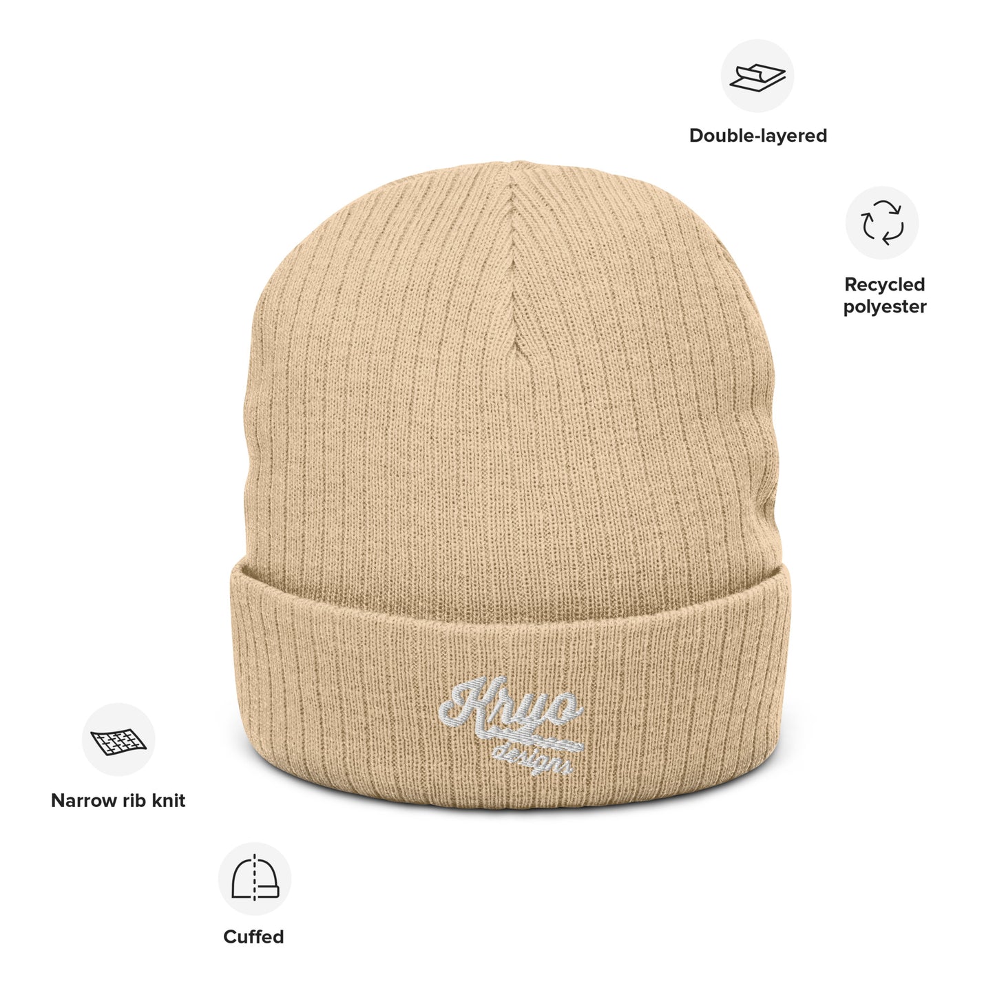 Ribbed knit beanie (Mustard/Beige)