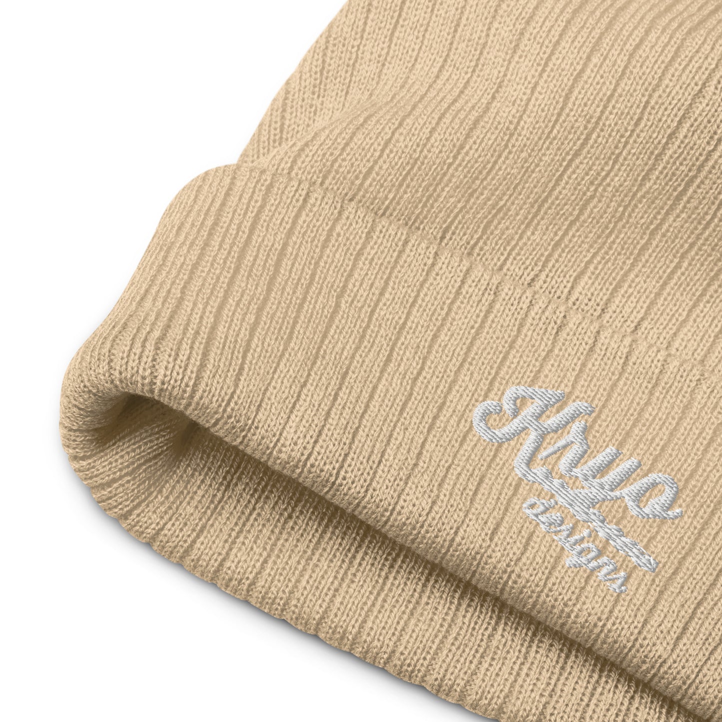 Ribbed knit beanie (Mustard/Beige)