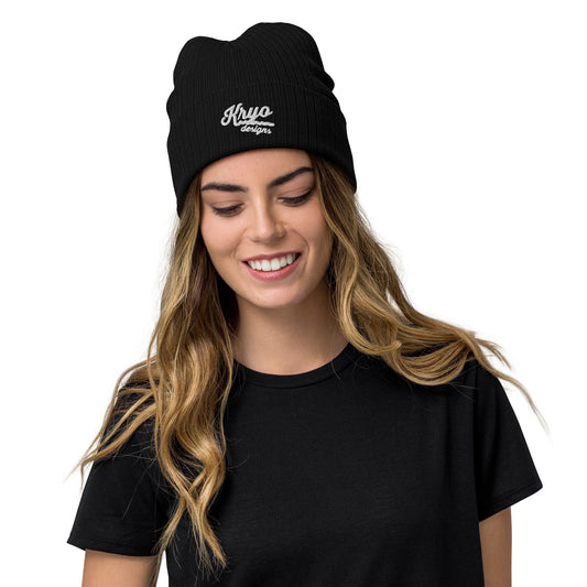 Ribbed knit beanie (Black/Grey)