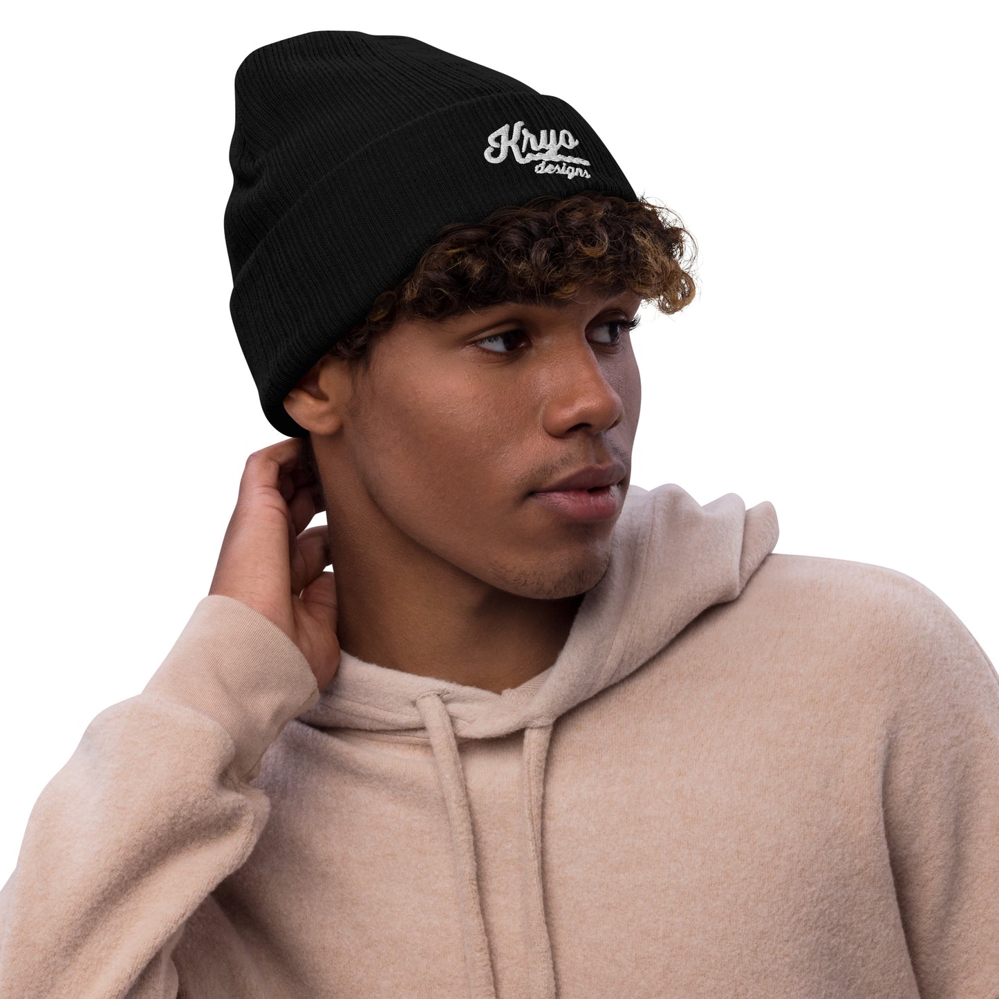 Ribbed knit beanie (Black/Grey)