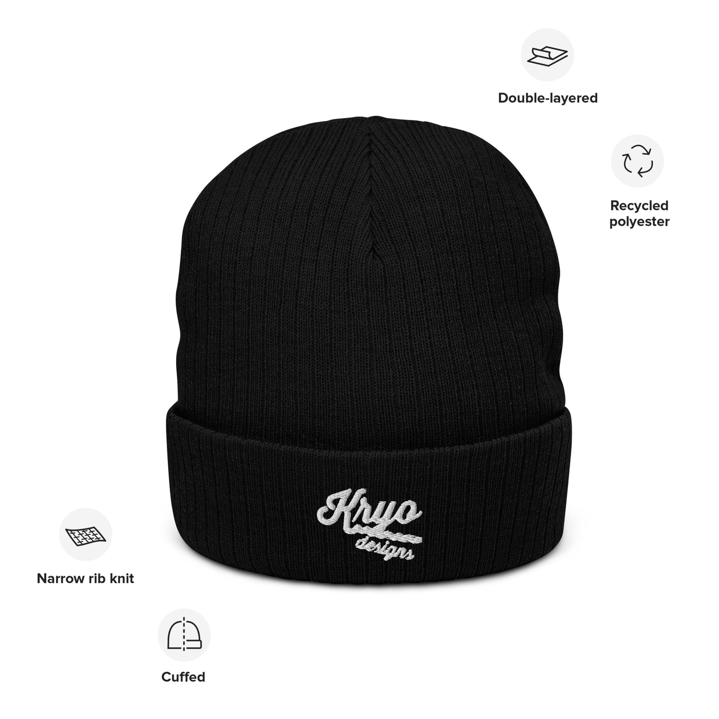 Ribbed knit beanie (Black/Grey)