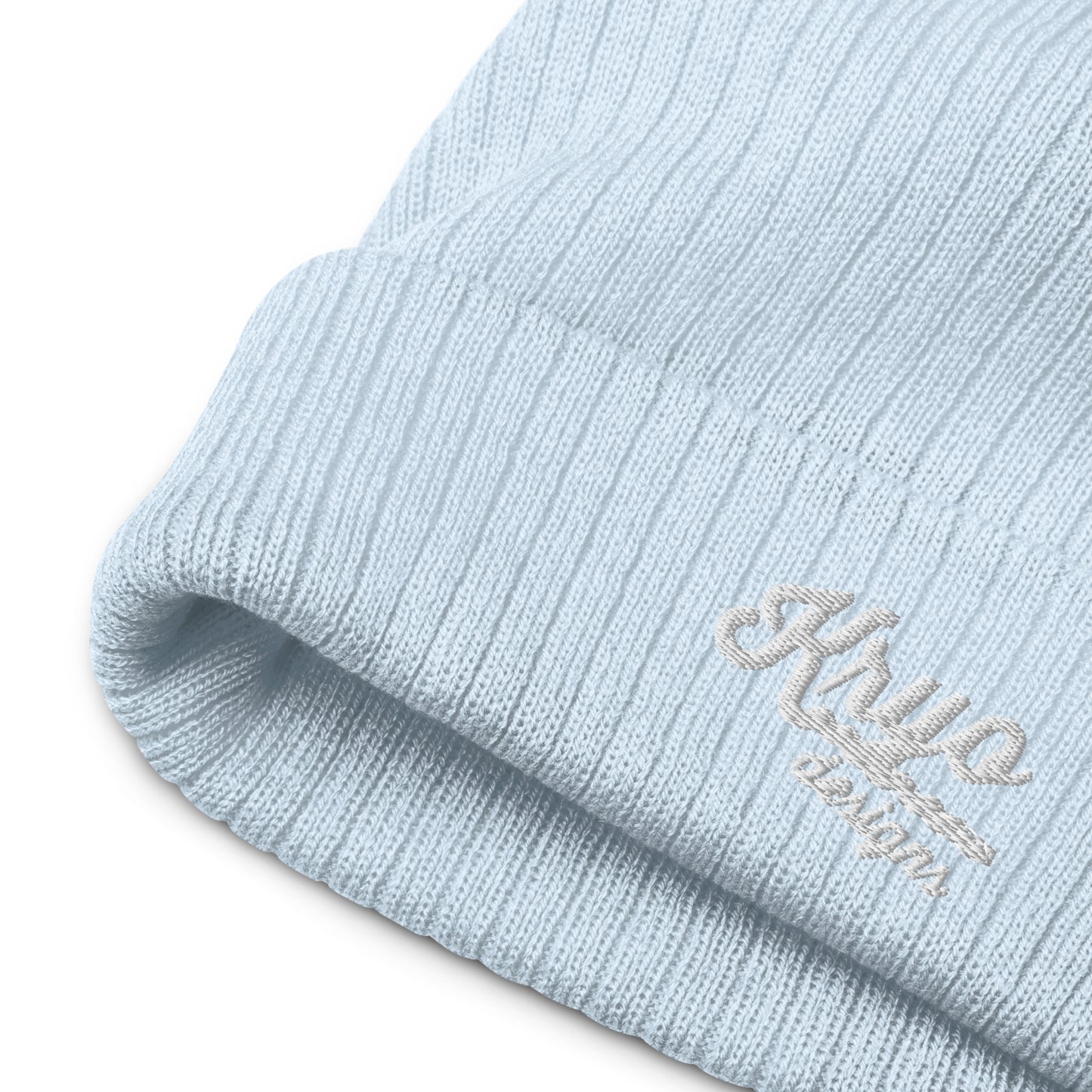 Ribbed knit beanie (Green/Light Blue)