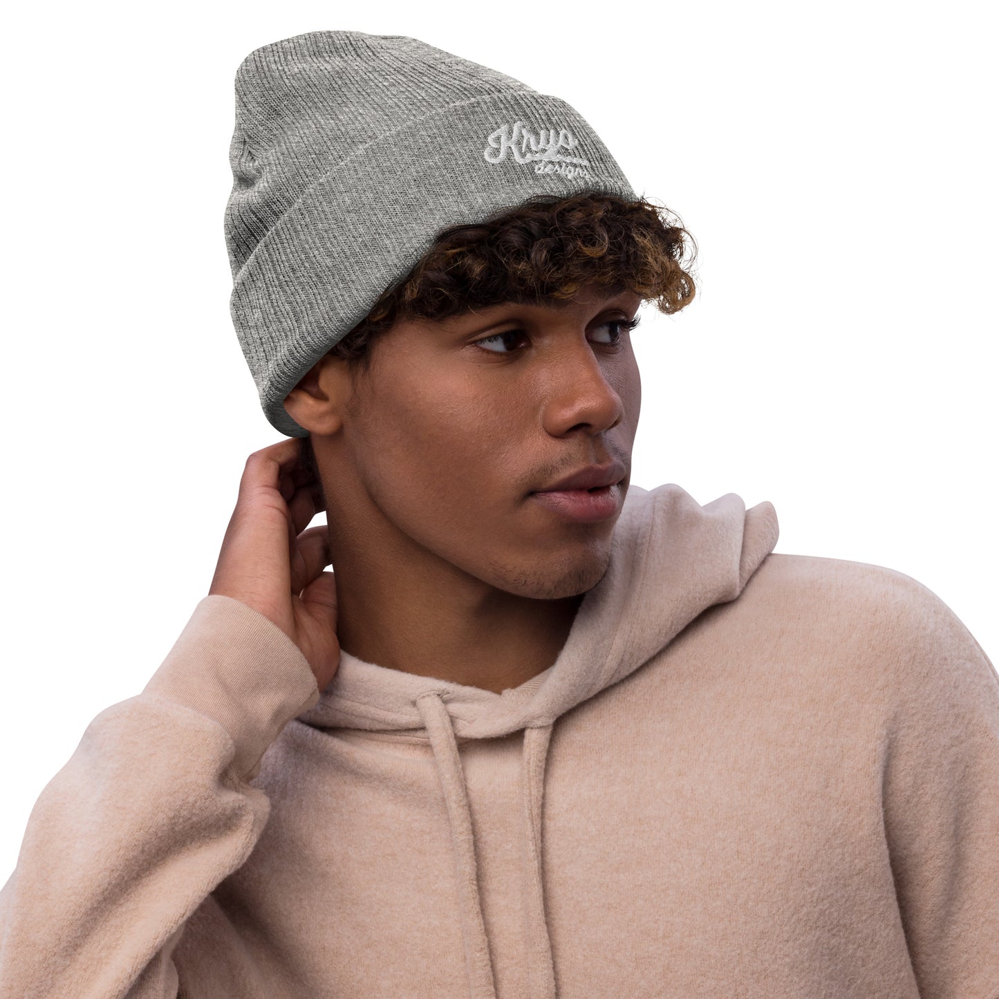 Ribbed knit beanie (Black/Grey)