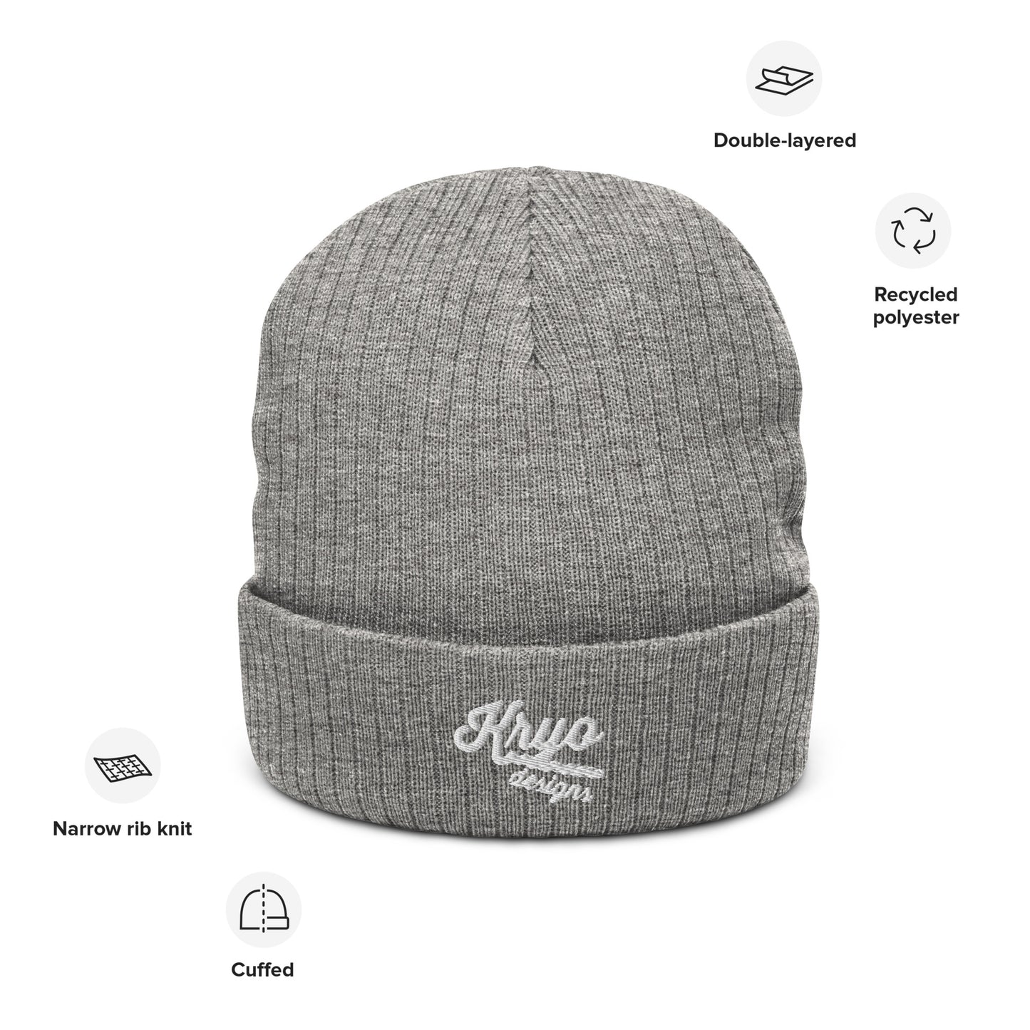 Ribbed knit beanie (Black/Grey)