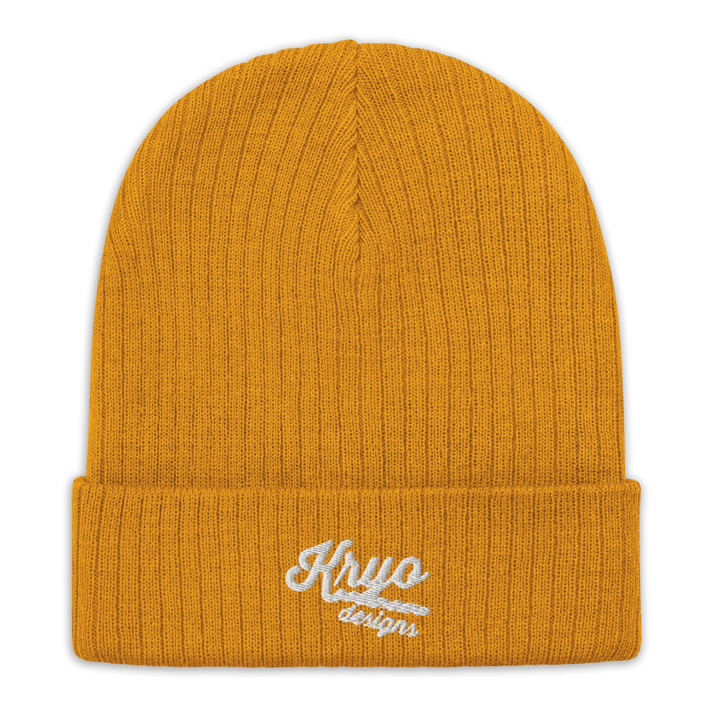 Ribbed knit beanie (Mustard/Beige)